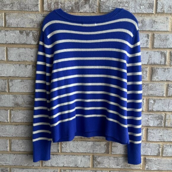 Banana Republic Long Sleeve Crew Neck Blue/White Striped Sweater Women's Size M - Picture 2 of 8